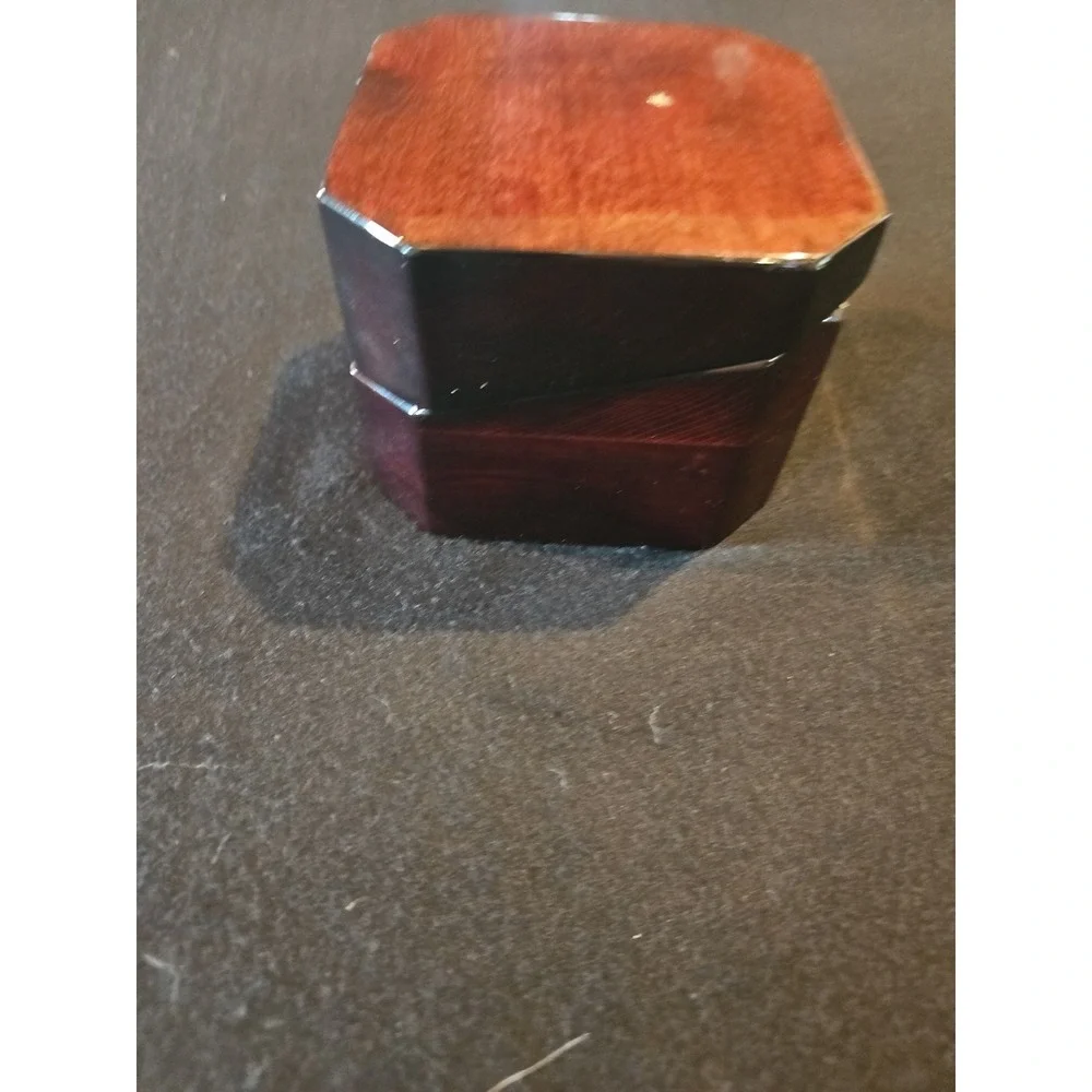 Howard Miller Polish Rosewood Desk Clock Hinge Top Box‎ Gold Metal Glass 645-392